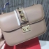 Valentino lock medium leather shoulder bag beige